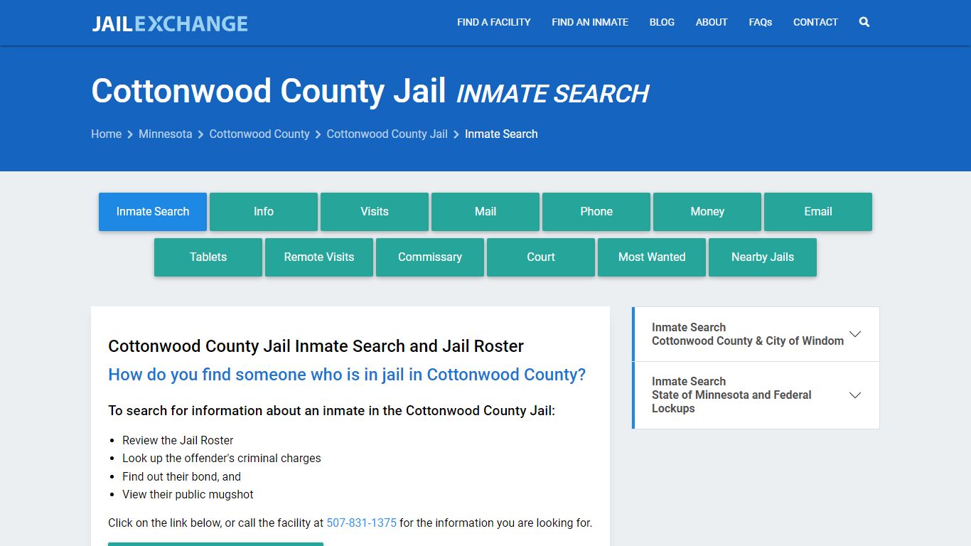Inmate Search: Roster & Mugshots - Cottonwood County Jail, MN